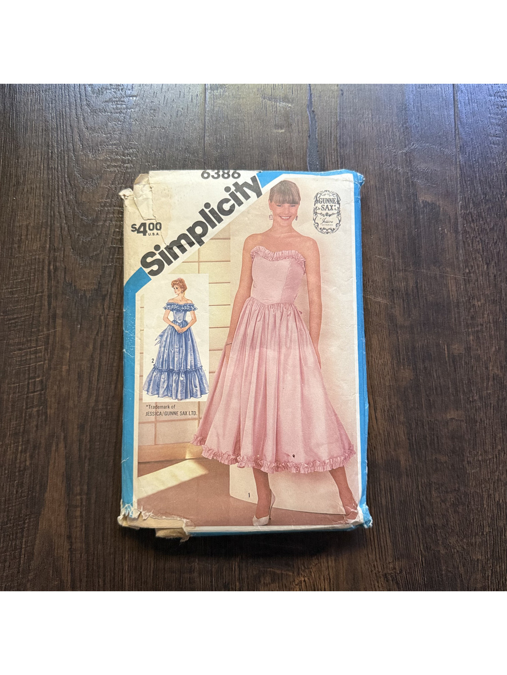 Vintage 1984 Gunne Sax Simplicity 6386 Sewing Pattern Prom Gown Dress Size 6-14